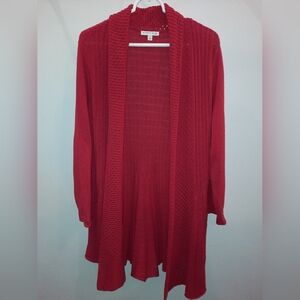 Notations shawl collar bright red sweater, size 2x excellent used condition
